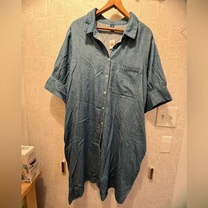 Chambray maxi shirt dress/duster